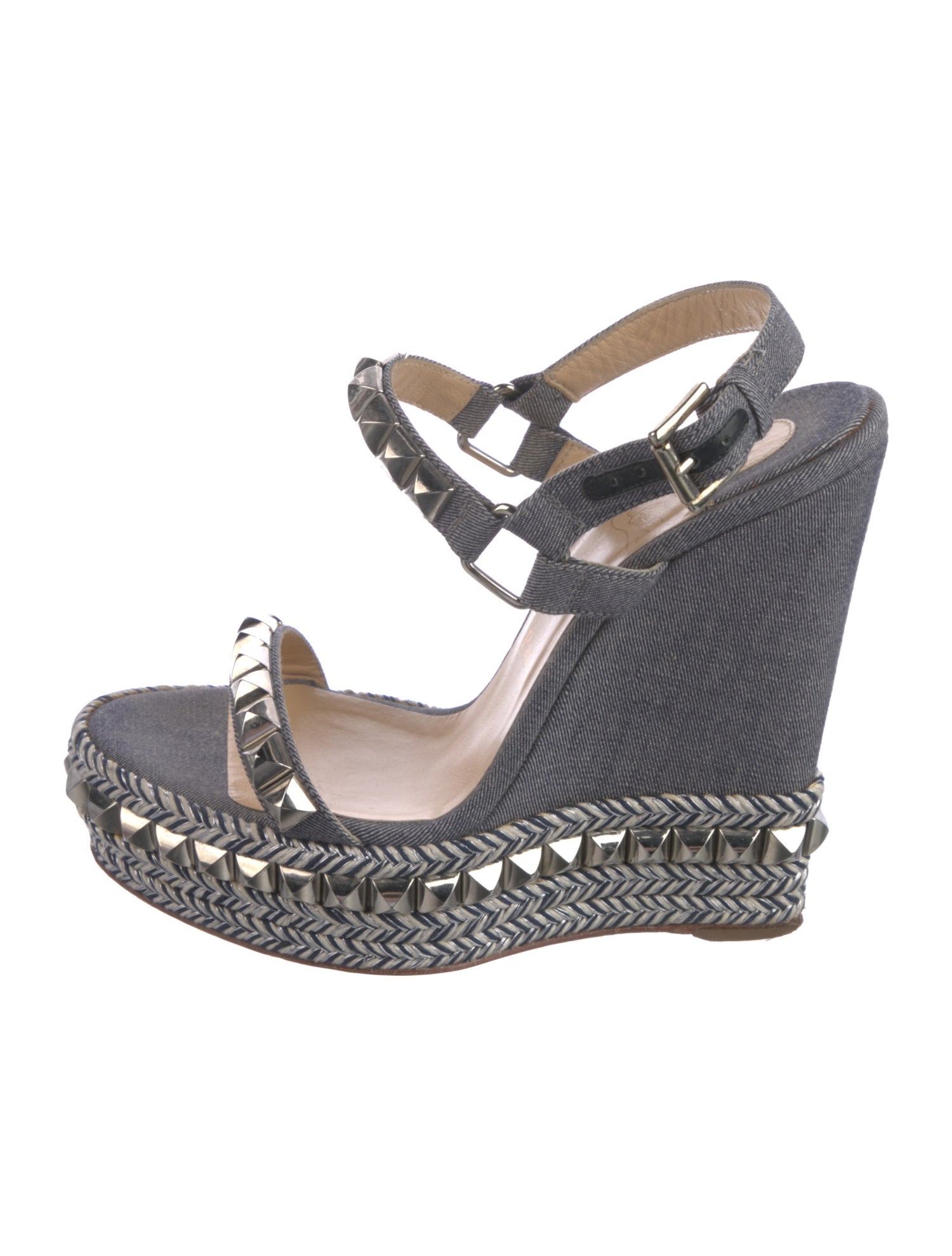 Christian Louboutin Rockstud Accents Denim Espadrilles