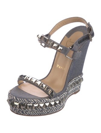 Christian Louboutin Rockstud Accents Denim Espadrilles
