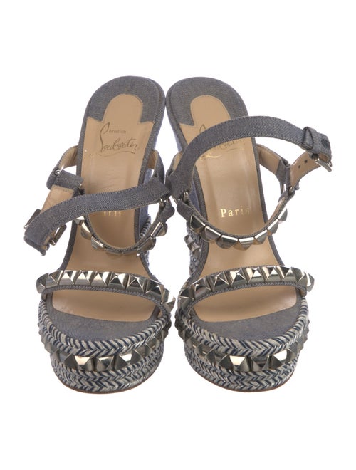 Christian Louboutin Rockstud Accents Denim Espadrilles