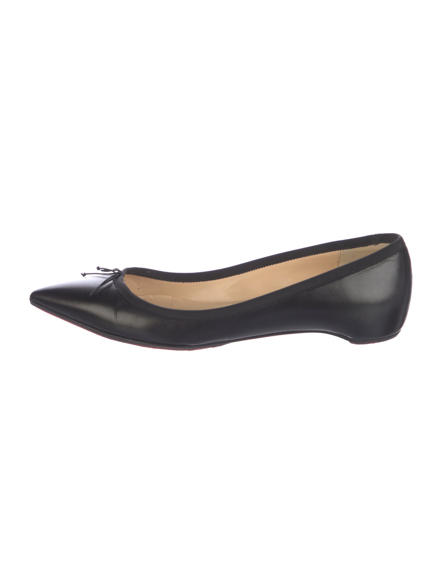 Christian Louboutin Leather Bow Accents Ballet Flats
