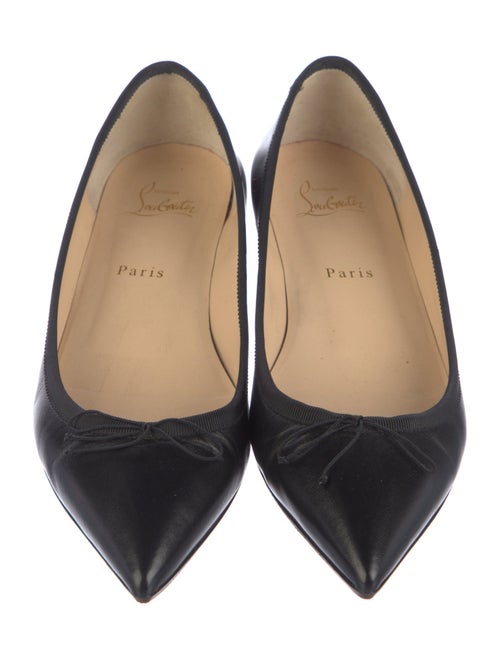 Christian Louboutin Leather Bow Accents Ballet Flats