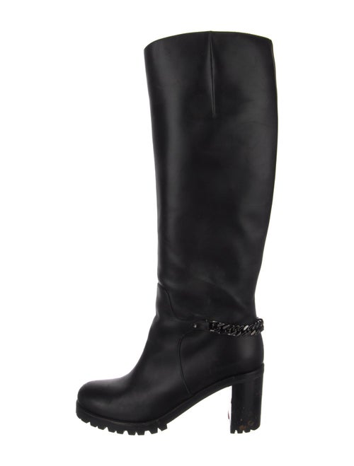 Christian Louboutin Leather Chain-Link Accents Rain Boots