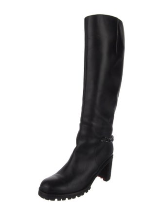 Christian Louboutin Leather Chain-Link Accents Rain Boots