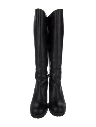 Christian Louboutin Leather Chain-Link Accents Rain Boots