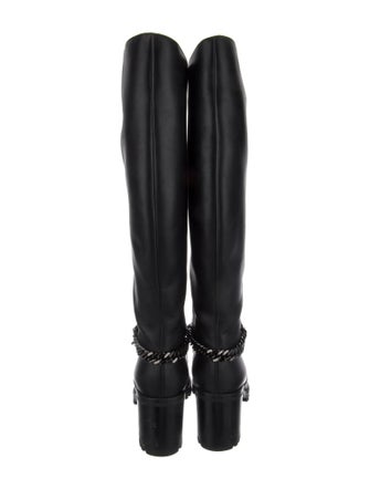 Christian Louboutin Leather Chain-Link Accents Rain Boots