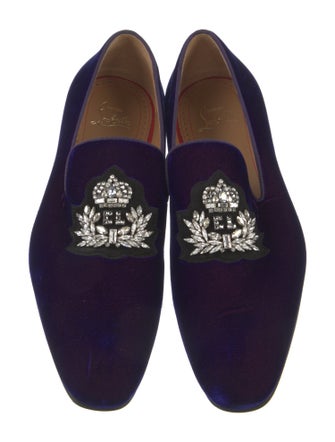 Christian Louboutin Velvet Crystal Embellishments Loafers
