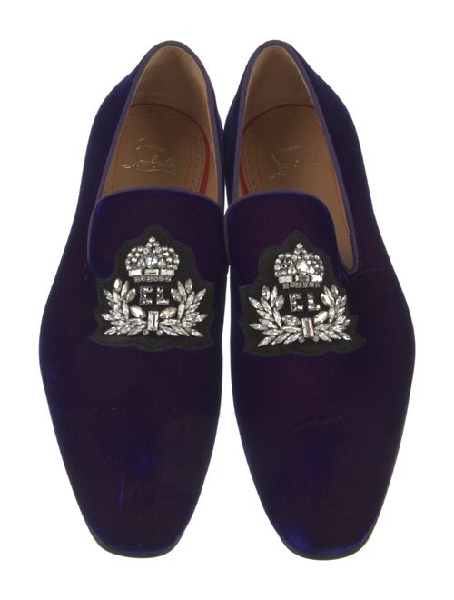 Christian Louboutin Velvet Crystal Embellishments Loafers