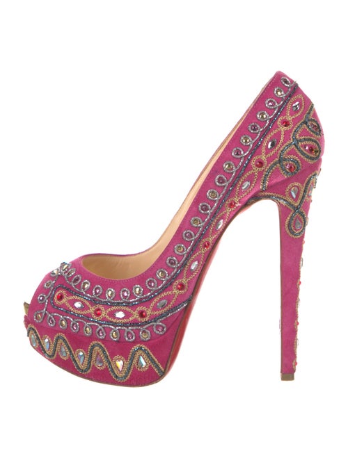 Christian Louboutin Suede Crystal Embellishments Pumps