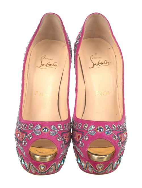 Christian Louboutin Suede Crystal Embellishments Pumps