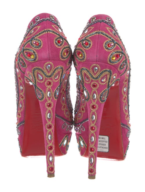 Christian Louboutin Suede Crystal Embellishments Pumps