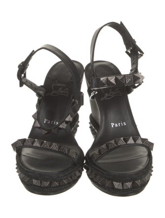Christian Louboutin Leather Studded Accents Slingback Sandals