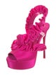 Christian Louboutin Satin Ruffle Embellishment Slingback Sandals