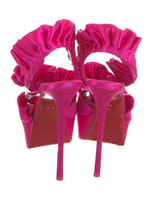 Christian Louboutin Satin Ruffle Embellishment Slingback Sandals