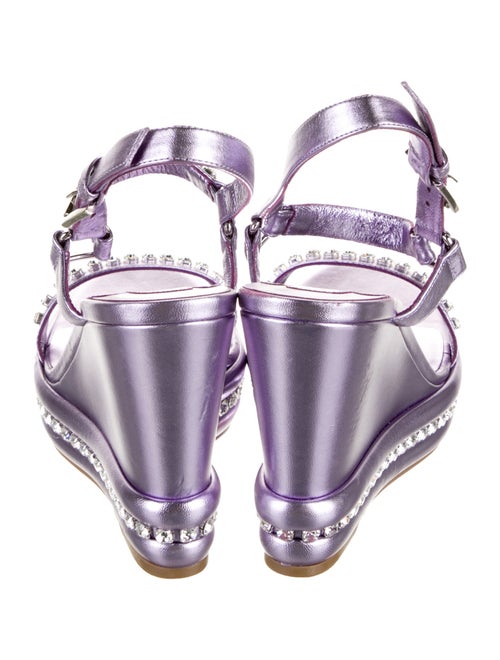 Christian Louboutin Leather Crystal Embellishments Slingback Sandals