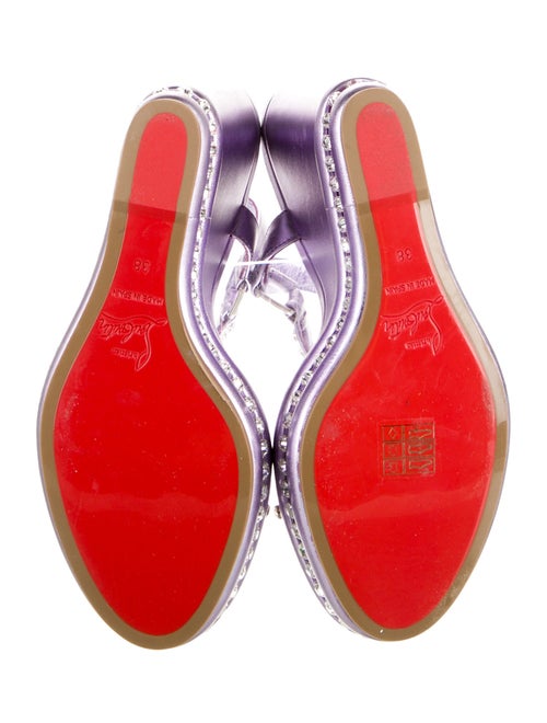 Christian Louboutin Leather Crystal Embellishments Slingback Sandals