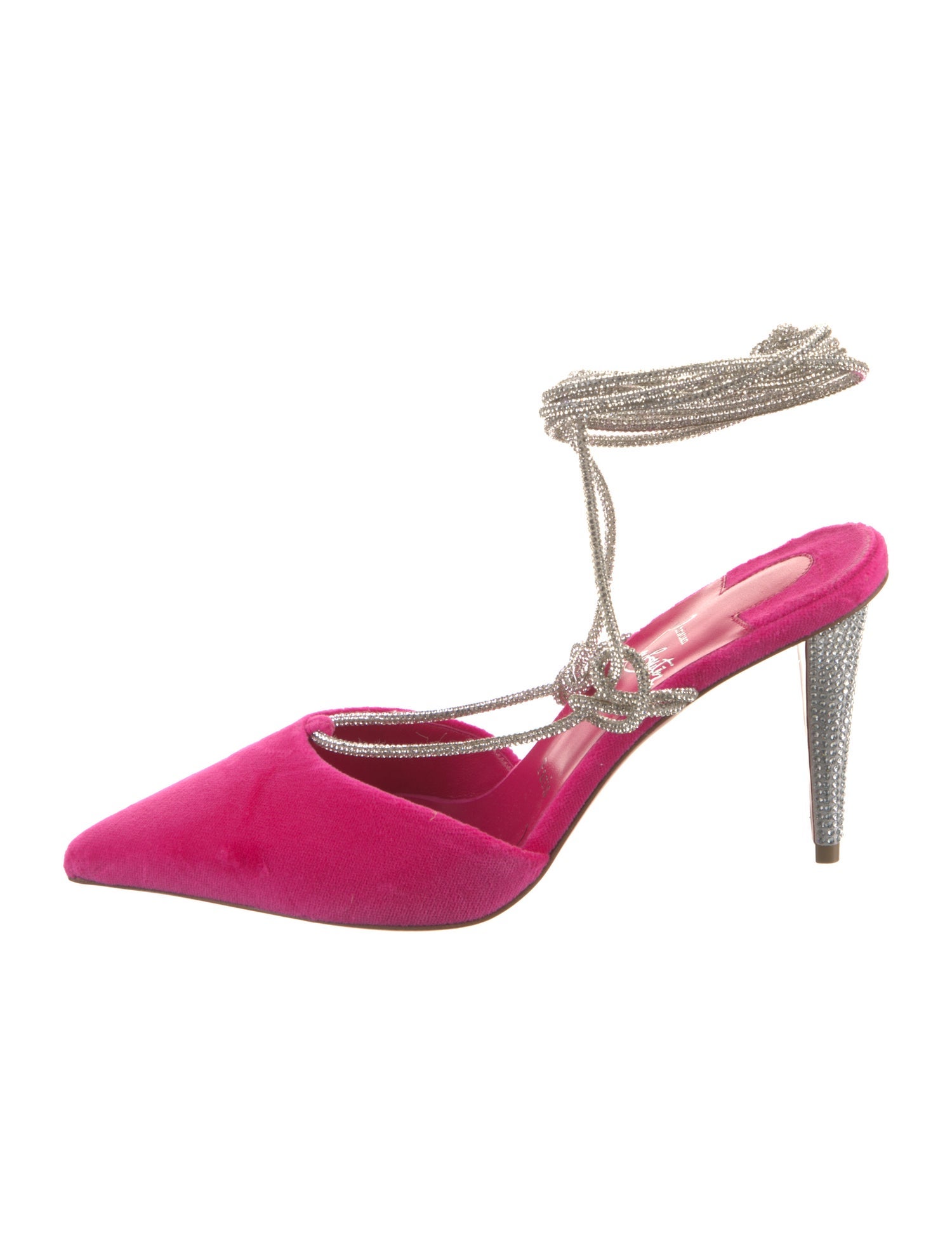 Christian Louboutin Velvet Crystal Embellishments Slingback Pumps