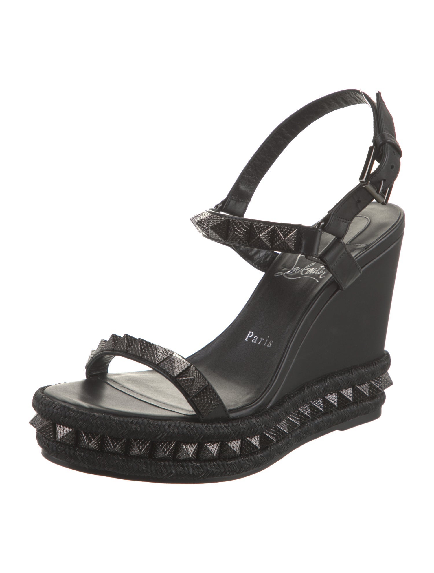 Christian Louboutin Leather Studded Accents Espadrilles