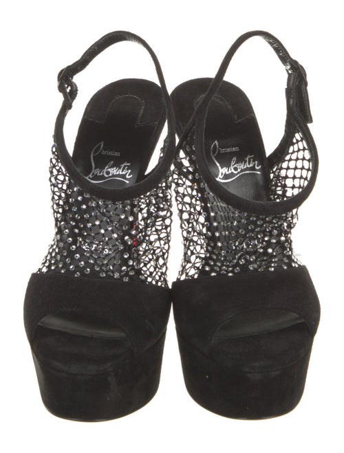 Christian Louboutin Suede Mesh Accents Slingback Sandals