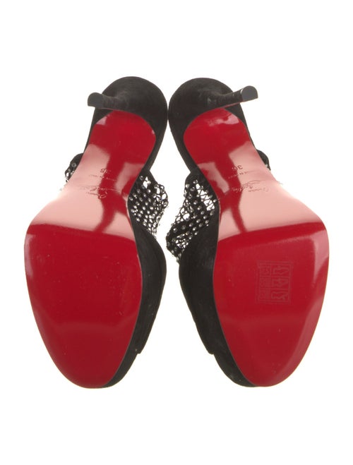 Christian Louboutin Suede Mesh Accents Slingback Sandals