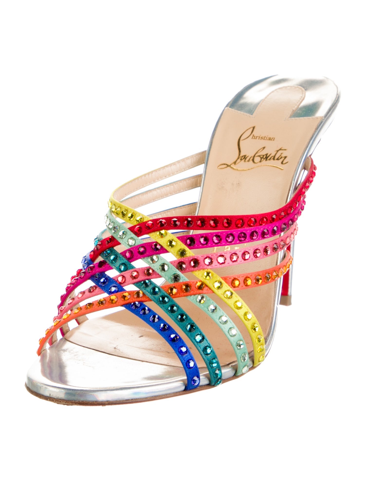 Christian Louboutin Satin Colorblock Pattern Sandals