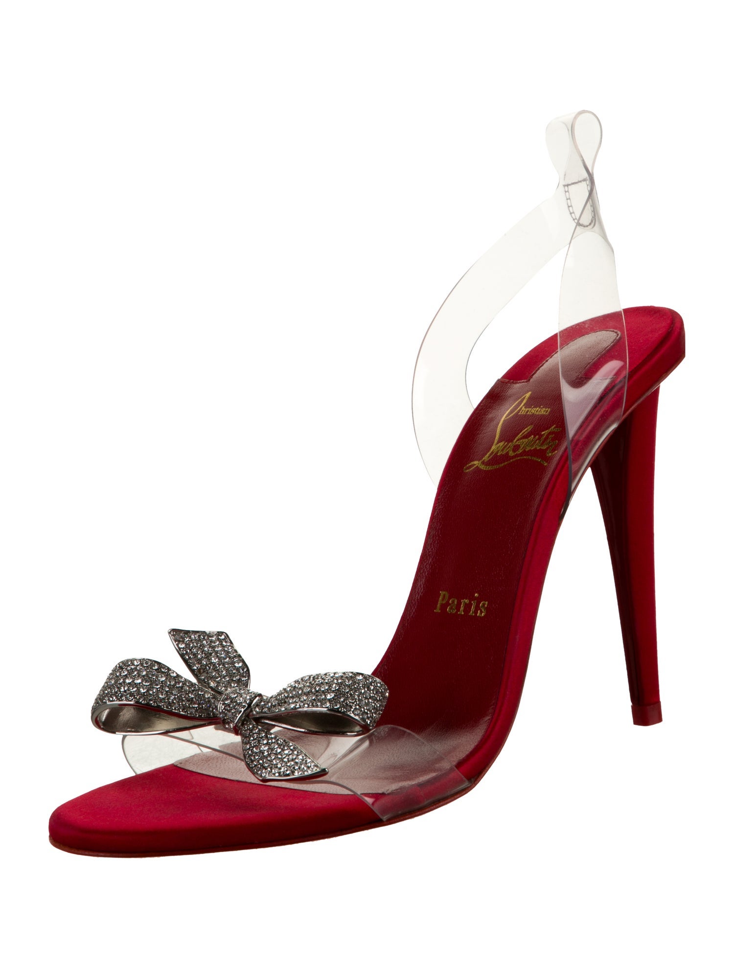 Christian Louboutin Leather Bow Accents Slingback Sandals