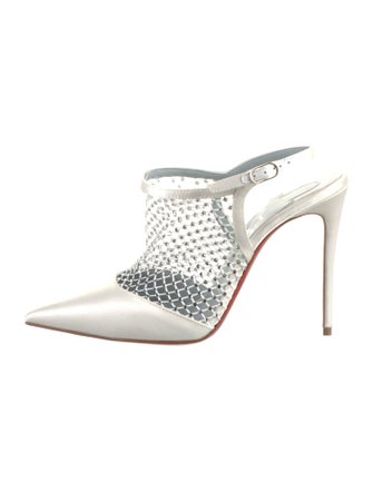 Christian Louboutin Leather Crystal Embellishments Mules