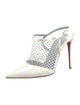 Christian Louboutin Leather Crystal Embellishments Mules