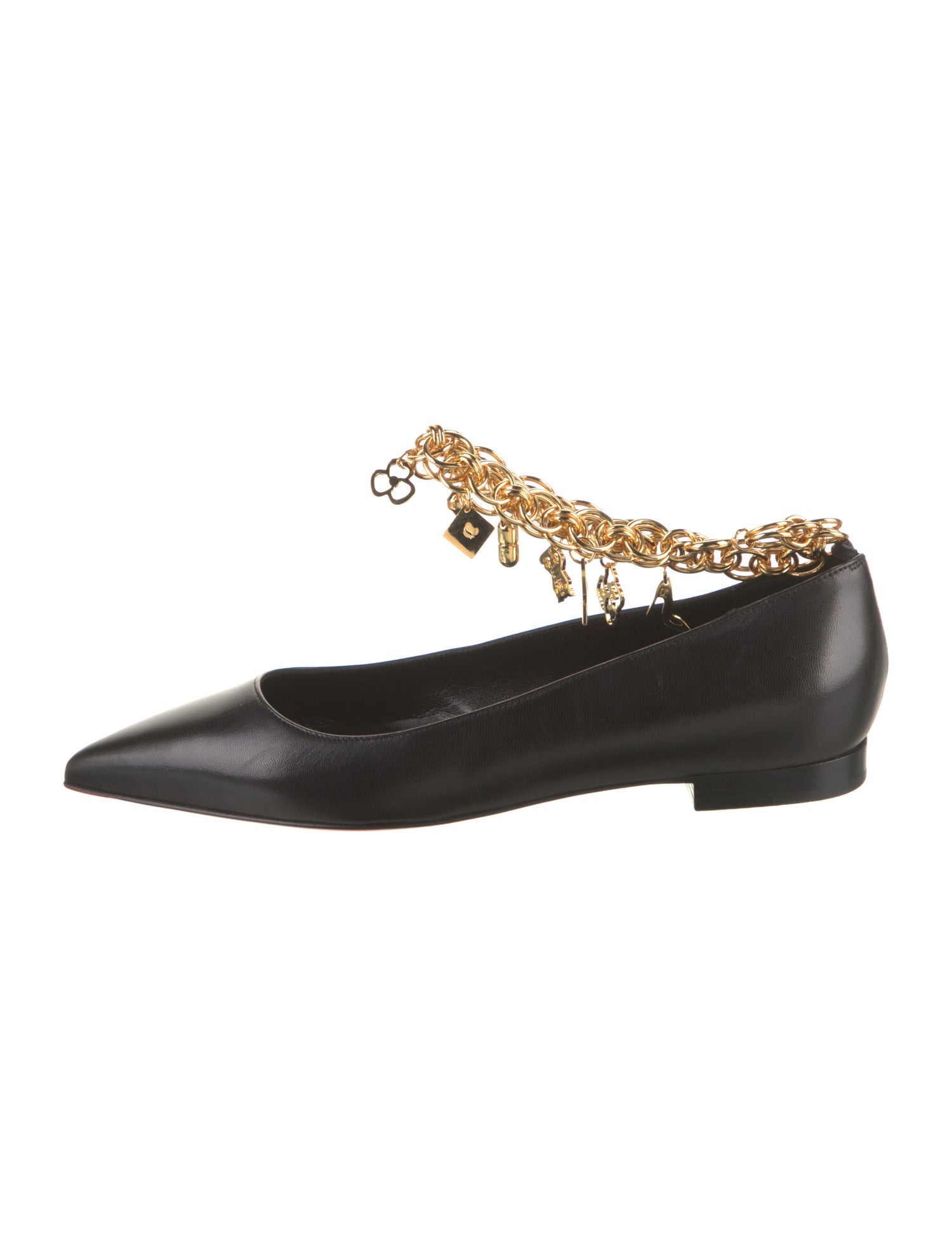 Christian Louboutin Leather Chain-Link Accents Ballet Flats