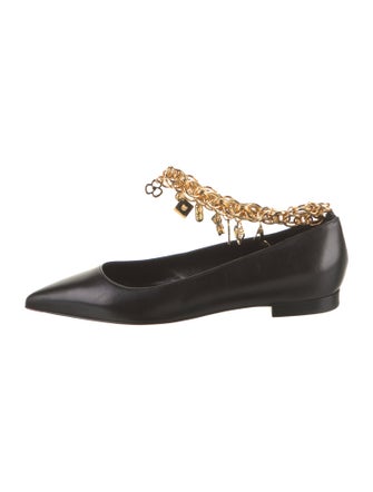 Christian Louboutin Leather Chain-Link Accents Ballet Flats