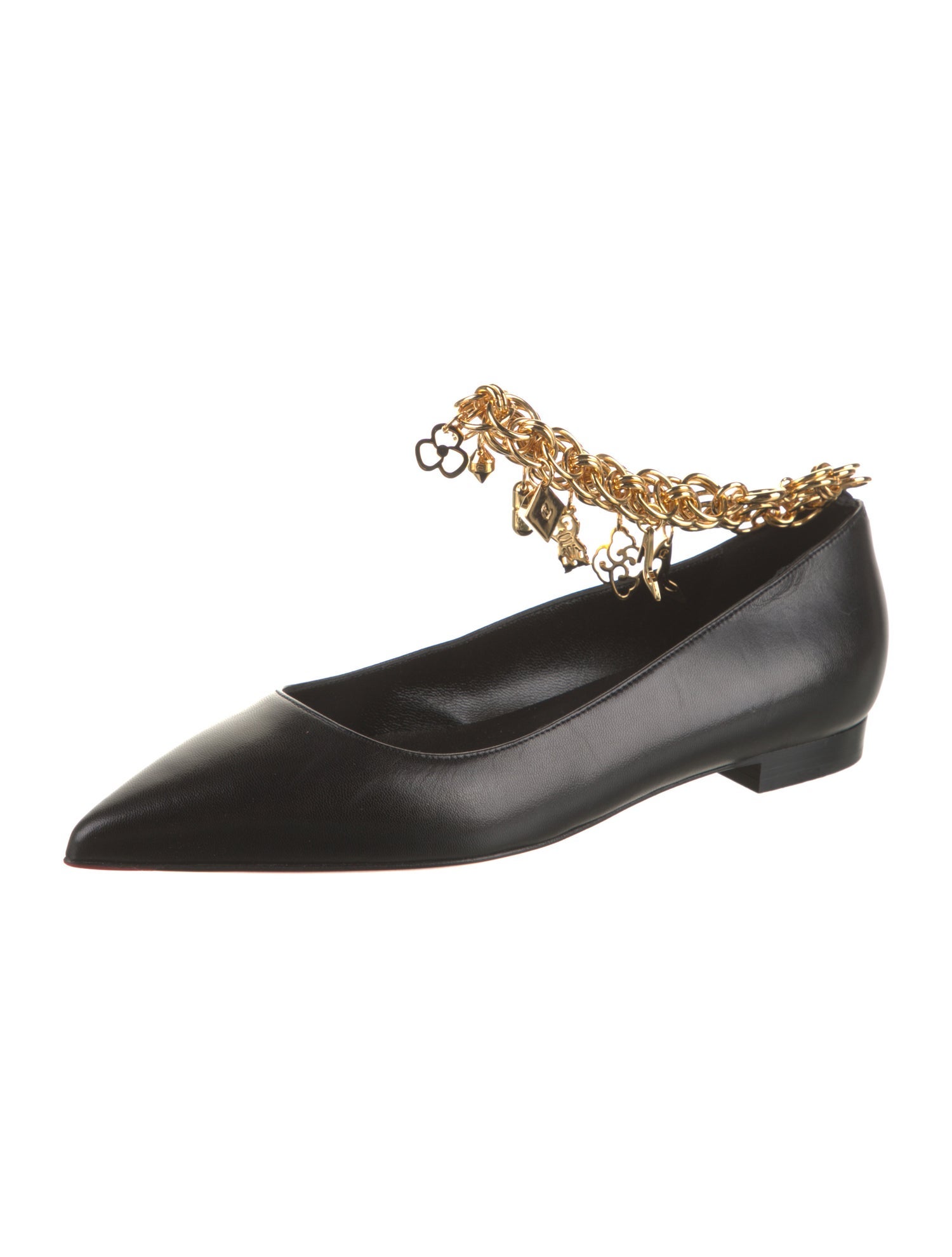 Christian Louboutin Leather Chain-Link Accents Ballet Flats