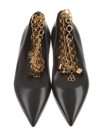 Christian Louboutin Leather Chain-Link Accents Ballet Flats