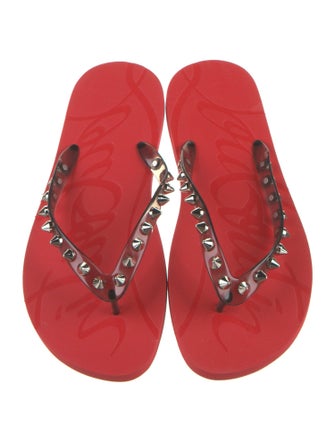 Christian Louboutin Spike Accents Rubber Flip Flops