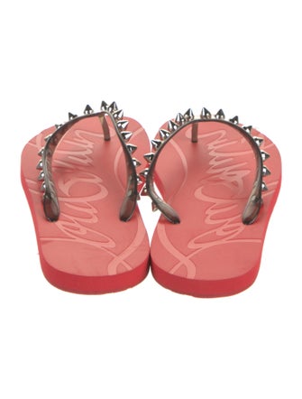 Christian Louboutin Spike Accents Rubber Flip Flops