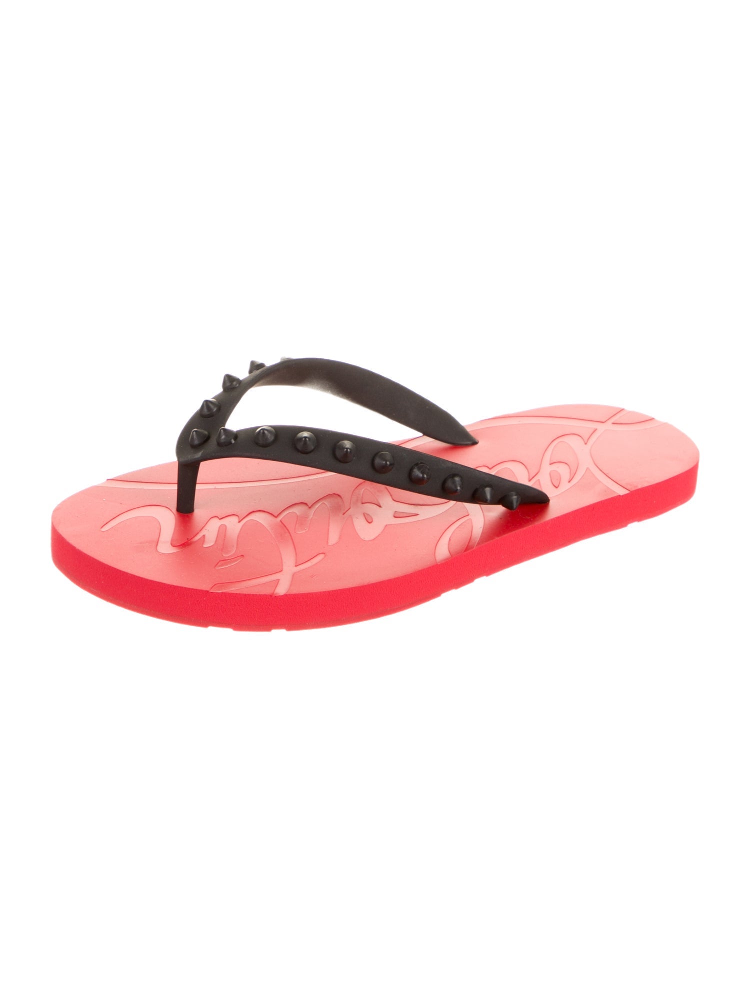 Christian Louboutin Spike Accents Rubber Flip Flops