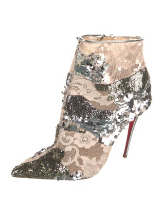 Christian Louboutin Sequins Lace Pattern Boots