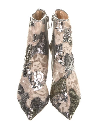 Christian Louboutin Sequins Lace Pattern Boots