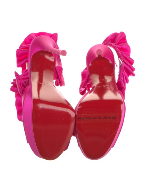 Christian Louboutin Satin Ruffle Embellishment Slingback Sandals
