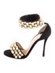 Christian Louboutin Faux Pearl Accents Suede Sandals