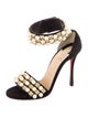 Christian Louboutin Faux Pearl Accents Suede Sandals
