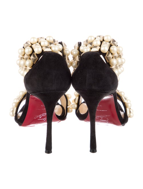 Christian Louboutin Faux Pearl Accents Suede Sandals