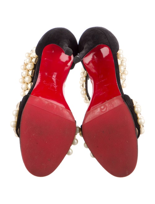 Christian Louboutin Faux Pearl Accents Suede Sandals