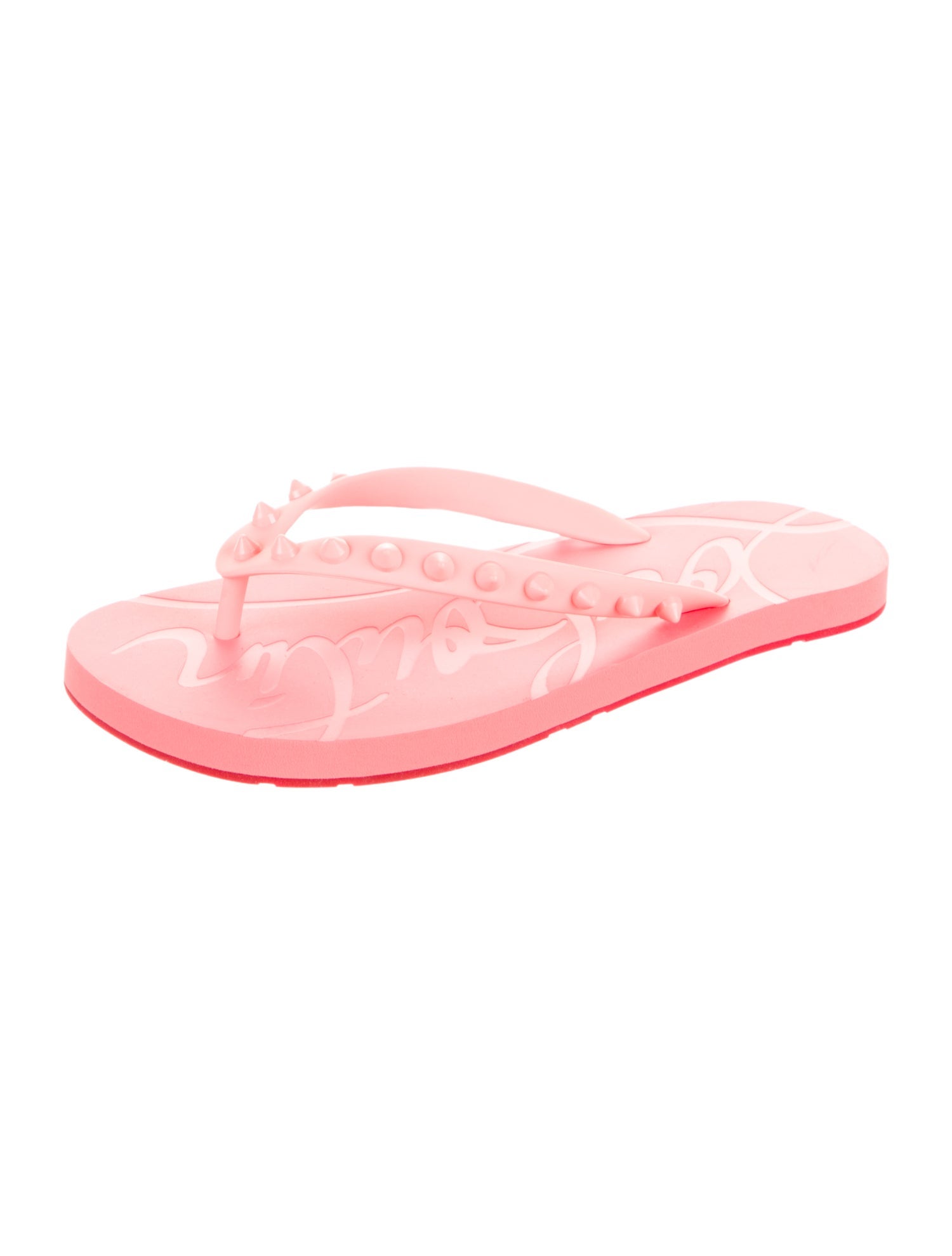 Christian Louboutin Spike Accents Rubber Flip Flops