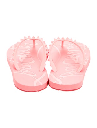 Christian Louboutin Spike Accents Rubber Flip Flops
