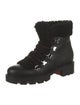 Christian Louboutin Leather Fur Trim Combat Boots