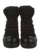 Christian Louboutin Leather Fur Trim Combat Boots