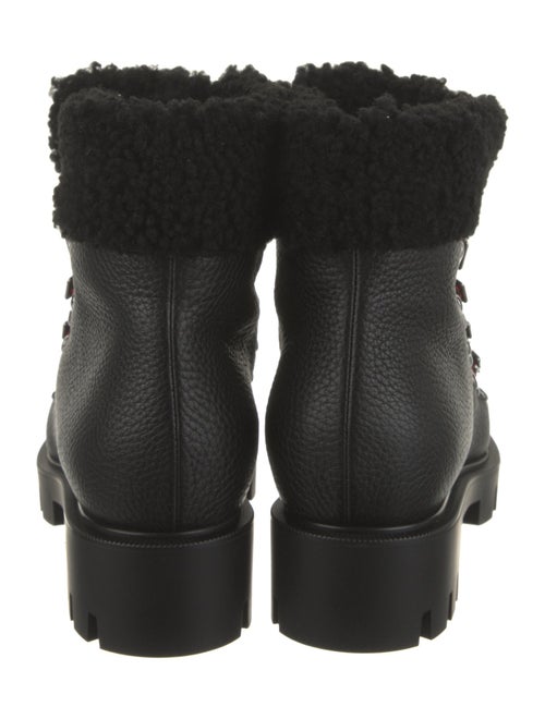 Christian Louboutin Leather Fur Trim Combat Boots