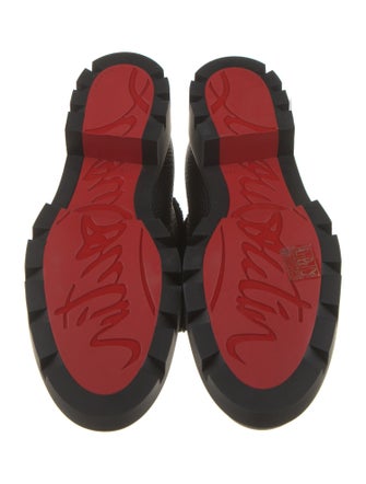 Christian Louboutin Leather Fur Trim Combat Boots