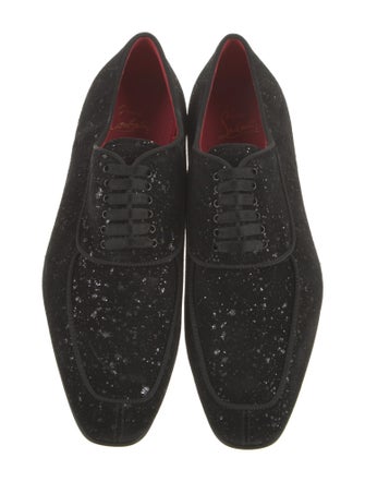Christian Louboutin Suede Glitter Accents Oxfords
