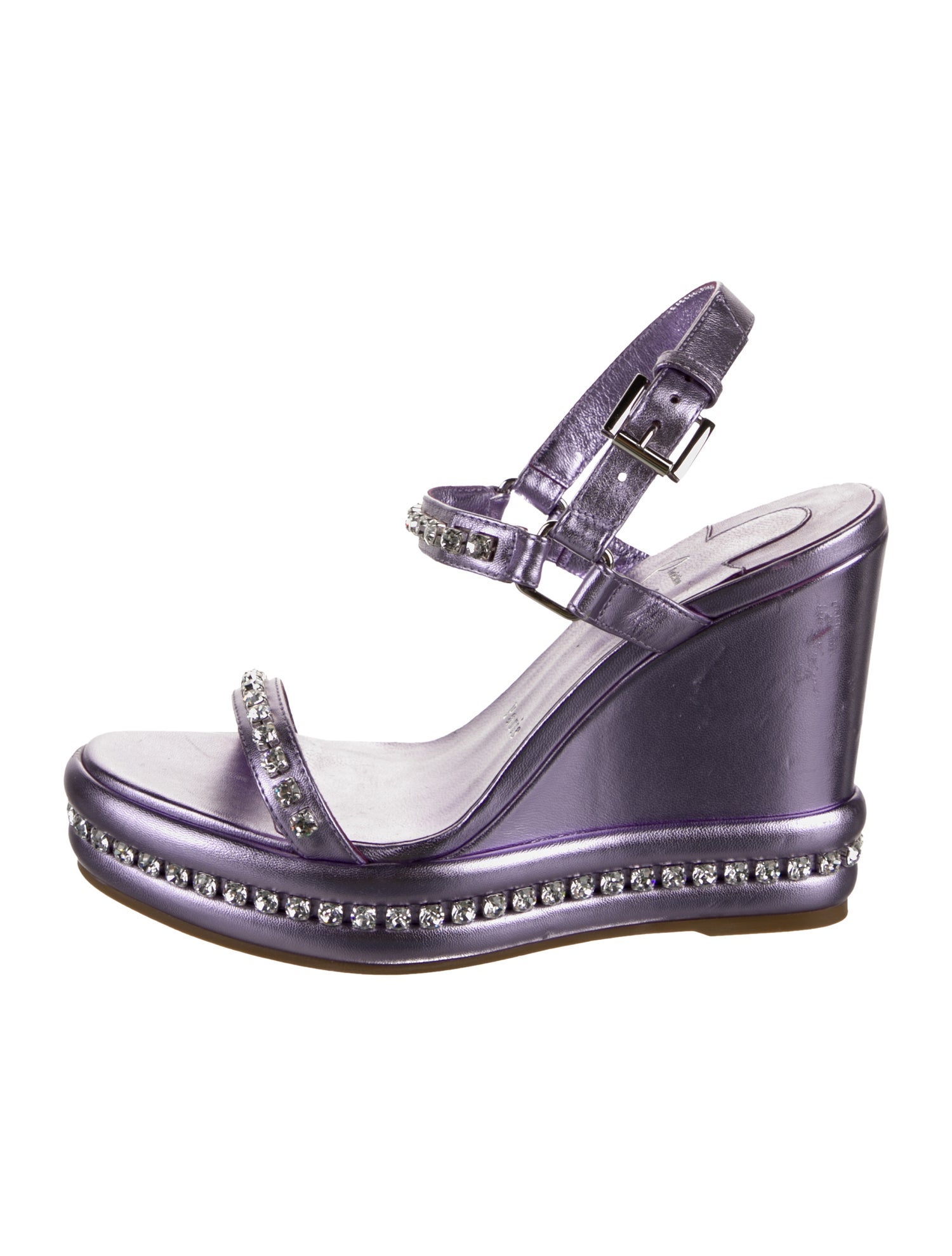 Christian Louboutin Leather Printed Slingback Sandals