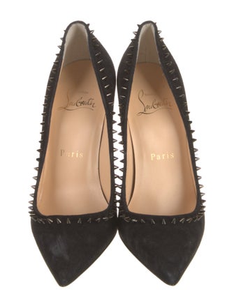 Christian Louboutin Spike Accents Suede Pumps